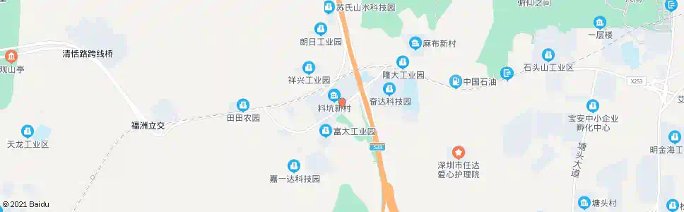 深圳料坑新村南门_公交站地图_深圳公交_妙搜公交查询2025