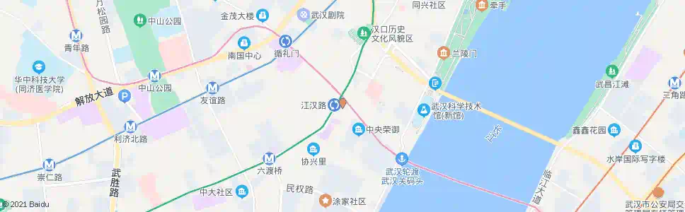 武汉京汉大道江汉路_公交站地图_武汉公交_妙搜公交查询2025