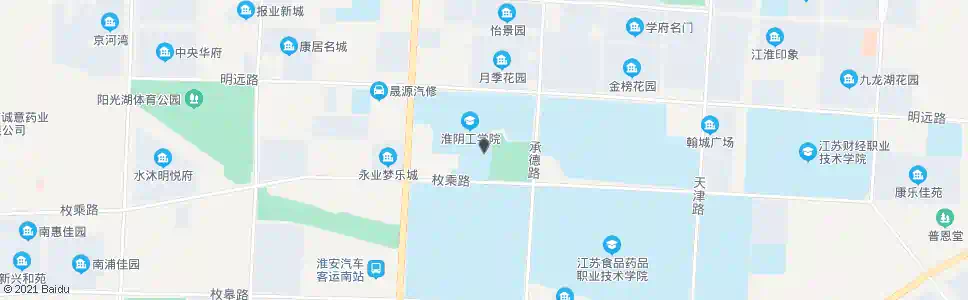 淮安大学城_公交站地图_淮安公交_妙搜公交查询2025