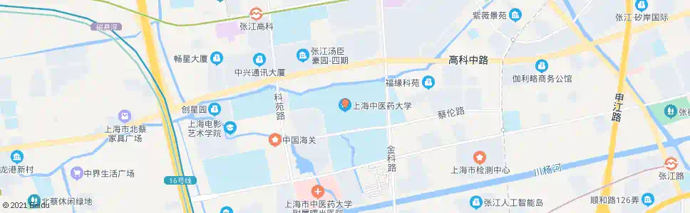 上海上海中医药大学(金科路蔡伦路)_公交站地图_上海公交_妙搜公交查询2025
