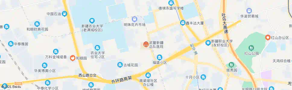 乌鲁木齐武警医院_公交站地图_乌鲁木齐公交_妙搜公交查询2025